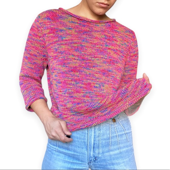 Vintage Y2K Rainbow Knit Boxy Sweater - Picture 3 of 7